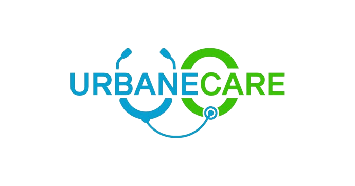 A green background with the word urbane care written in it.